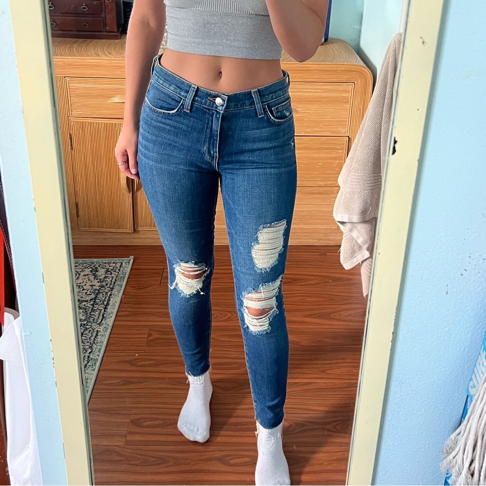 L'AGENCE Dark Blue Distressed Jeans
